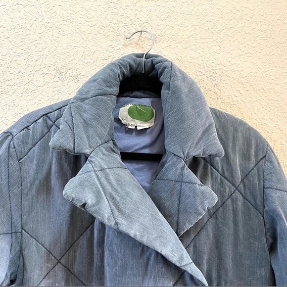 Anthropologie Jacket Brodie Quilted Puffer Chambray Cropped Casual Boho Blue M - Picture 4 of 12